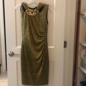 Cache Gold Metallic Dress